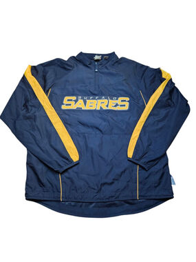 Buffalo Sabres Majestic Medium Blue Yellow Pullover Windbreaker Jacket